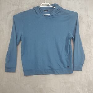 Men's XL Greg Norman Collection Blue Knit Pullover Hoodie Shark Logo Ultra Soft